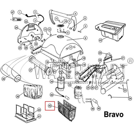 ​Фильтр-решетка ​к роботу-пылесосу Aquabot Bravo AS09223​ - схема