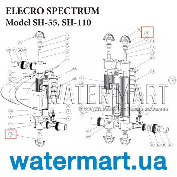 Цоколь УФ-лампы Elecro Spectrum SP-UV-LLL-S - схема
