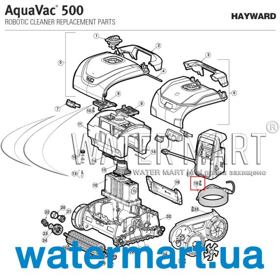 ​Кабель пылесоса Hayward AquaVac 500 RCX341190 - схема 1