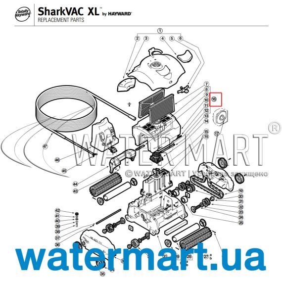 ​Корпус фильтра пылесоса Hayward SharkVac XL RCX97414 - схема