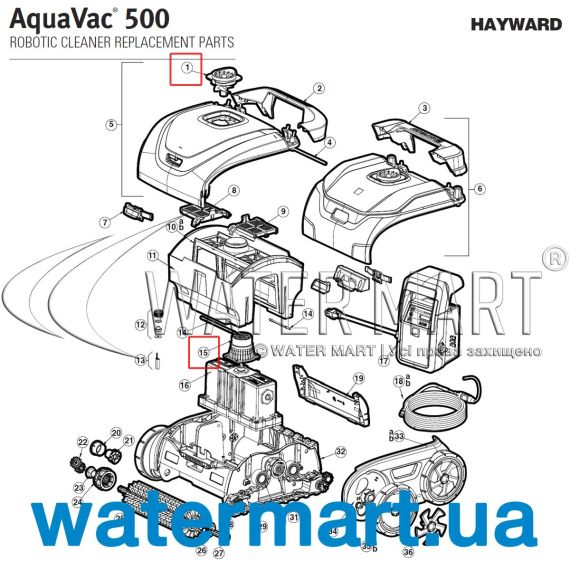 ​​Крыльчатка пылесоса Hayward AquaVac 500 (RCX341241BK)​ - схема 3