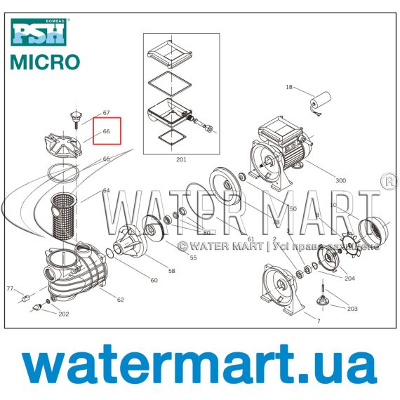 ​Крышка префильтра насоса PSH Micro 4080410R - размеры