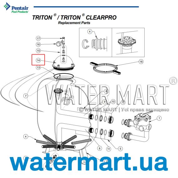 ​​Крышка фильтра Pentair Triton TR (R152500)​ - схема