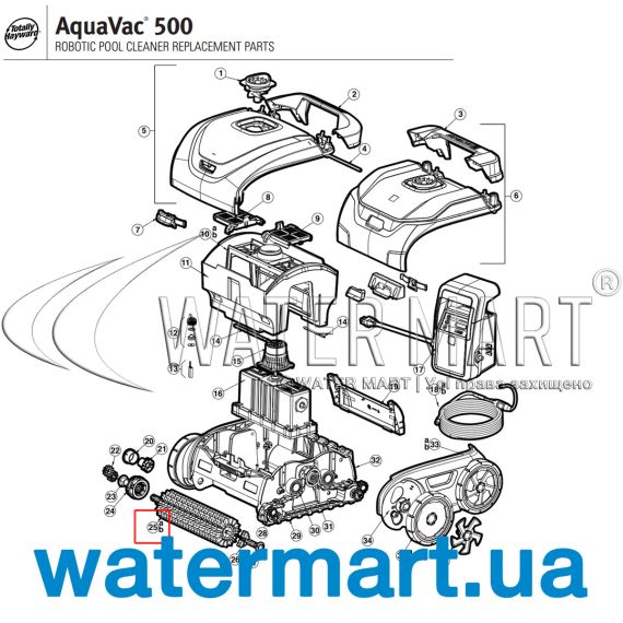 Ролик чистящий Hayward AquaVac 500 (RCX26011WCE) - схема