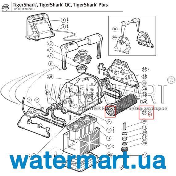 Роликовый подшипник пылесоса Hayward TigerShark RCX26005S - схема