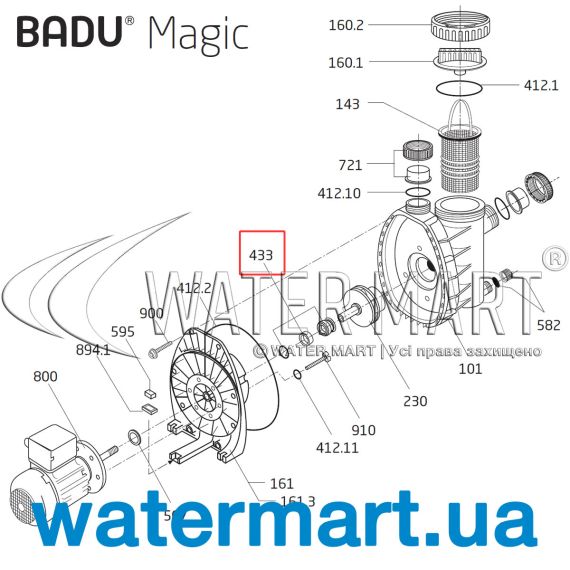 Сальник насоса Badu Magic (292.0143.315) - схема