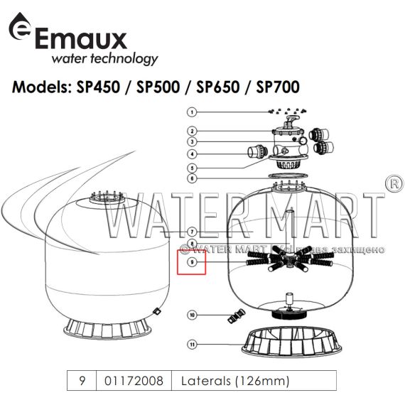 Сепаратор фильтра Emaux SP (01172008) - схема