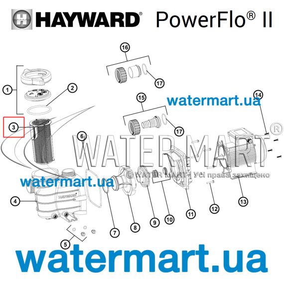 ​Корзина префильтра насоса Hayward SPX8100M Power Flo II - схема