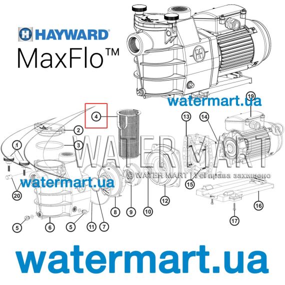 ​Корзина префильтра насоса Hayward MaxFlo SPX2800M - схема