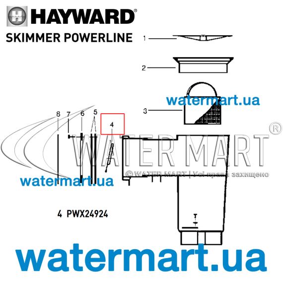 Шторка скиммера Hayward ЕСО (PWX24924) - схема