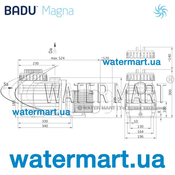 Насос Badu Magna 12 - размеры