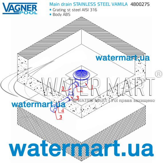 Донный трап Vagner Pool VAMILA 4800275 - схема