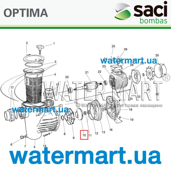 Крыльчатка насоса Saci Optima 100 - схема
