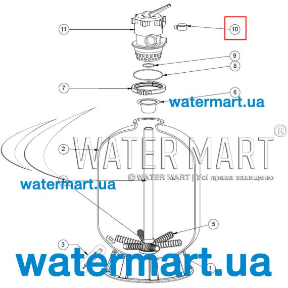 Манометр вертикальный Pentair Water ¼" (190058) - схема