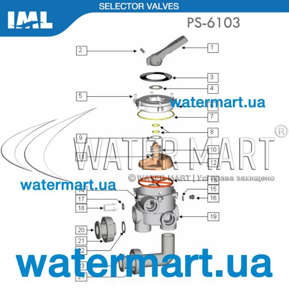 6-ходовой клапан IML PS-6103 (LISBOA) 1½" - схема