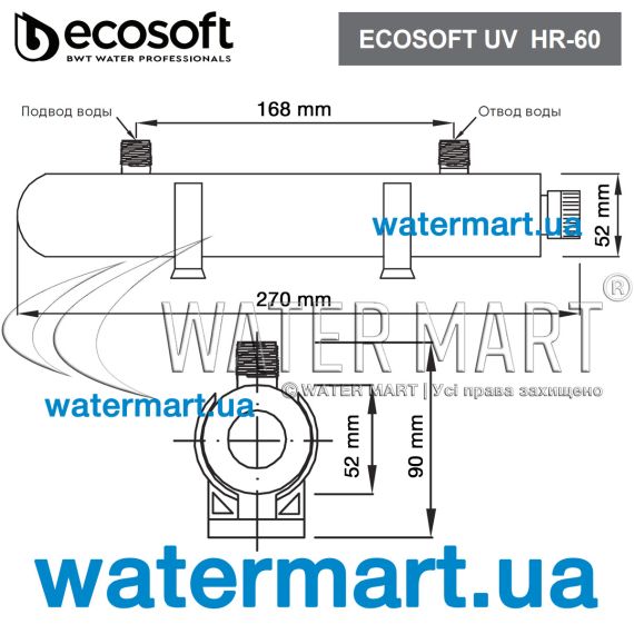 УФ-обеззараживатель воды Ecosoft HR-60 - размеры