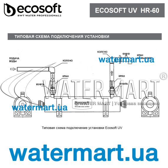 УФ-обеззараживатель воды Ecosoft HR-60 - схема установки