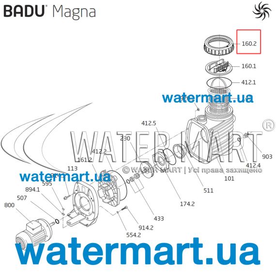 ​Гайка накидная насоса Badu/Bettar Magna (292.1116.021) - схема