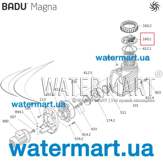 ​Крышка префильтра насоса Badu/Bettar Magna (292.1116.011) - схема