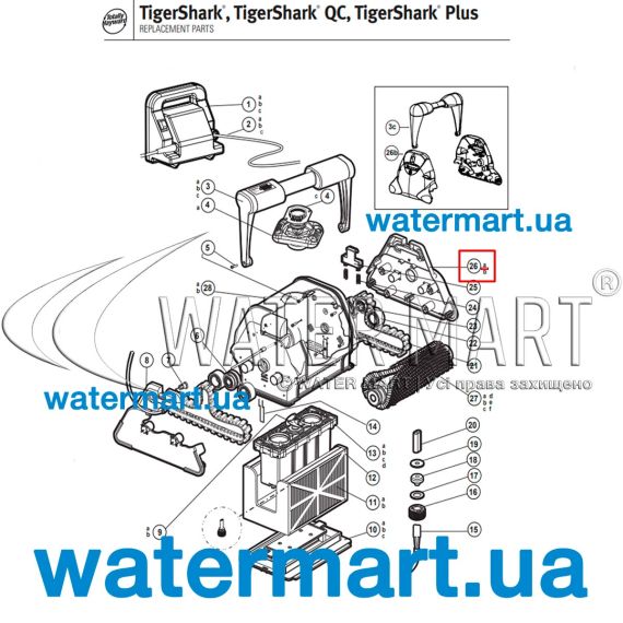 Крышка для пылесоса Hayward TigerShark/TigerShark QC (RCX13200) - схема