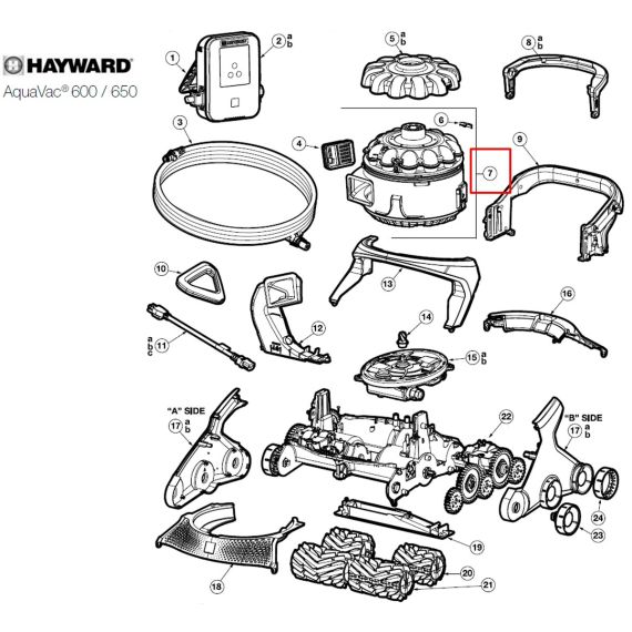 Фильтр Cyclone для пылесоса Hayward AquaVac 600/650 (RCX361140KIT234) - схема