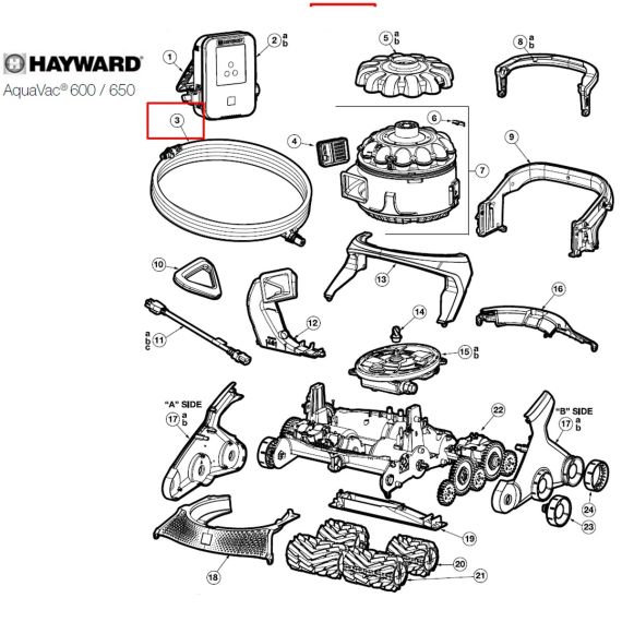 ​Электрокабель для пылесоса Hayward AquaVac 650, 17 м (RCX361191) - схема
