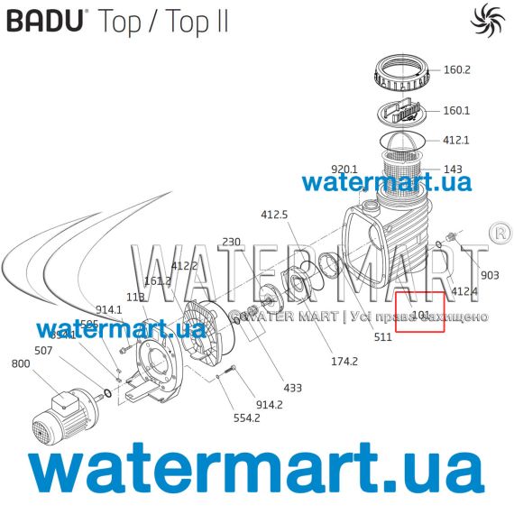 Корпус насоса Badu/Bettar Top / Top II (292.1110.104) - схема