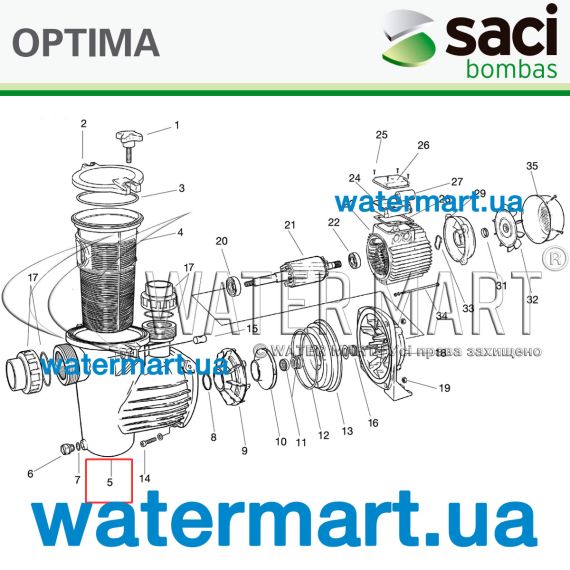 Корпус насоса Saci Optima 92401015 - схема