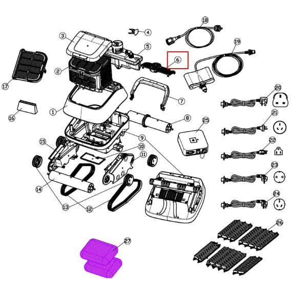 Крышка насоса пылесоса Aquaviva Black Pearl 7310 (71070) - схема