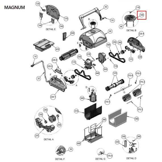 Крышка насоса пылесоса AquaBot Magnum (5093 BK) - схема