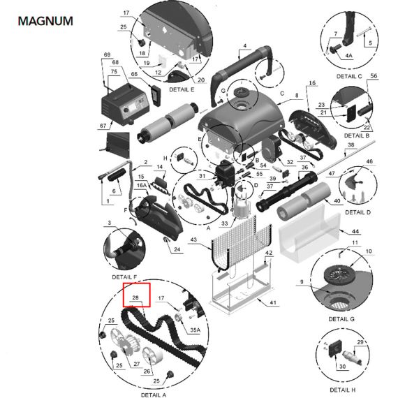 ​Гусеница пылесоса AquaBot Magnum (RB00098) - схема