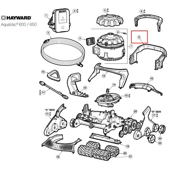 ​Ручка пылесоса Hayward AquaVac 600/650 (RCX36131519237) - схема