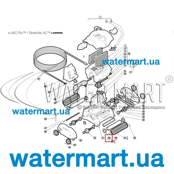 Торец валика Hayward SharkVac XL Pilot (RCX97510GRPAK2) - схема