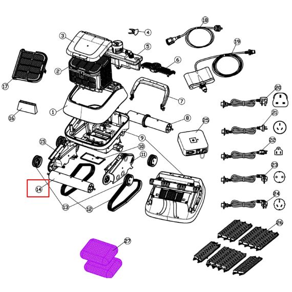 Вал щетки пылесоса Aquaviva Black Pearl 7310 (71150) - схема
