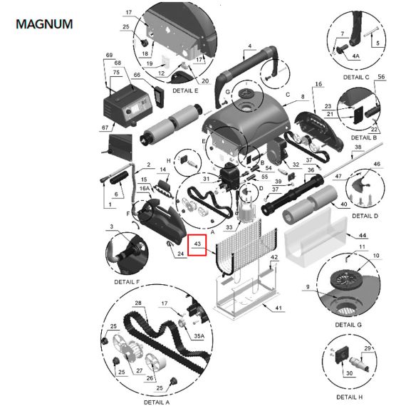 ​Корзина фильтра пылесоса AquaBot Magnum (AS09224) - схема