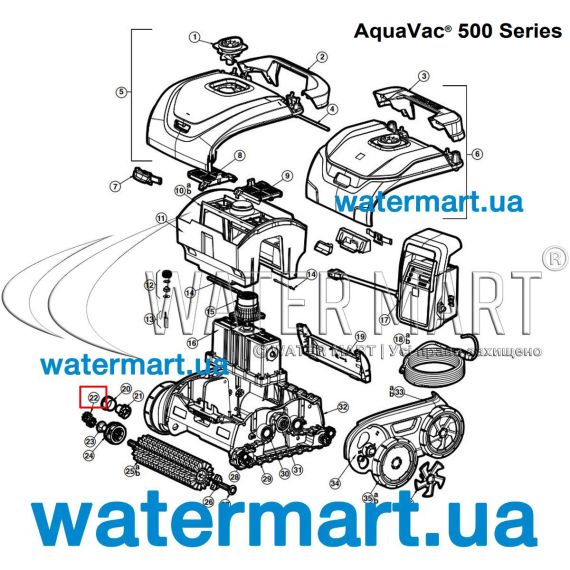 Зубчатое колесо для пылесоса Hayward AquaVac 500 (RCX341145KIT) - схема