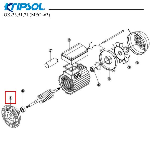 ​Фланец двигателя Kripsol MEC 63 (RBM1010.11R) - схема