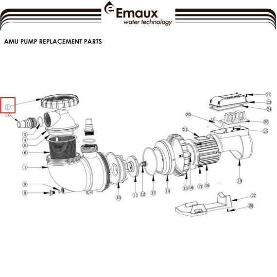 Гайка крышки префильтра насоса Emaux AMU (01021067) - схема