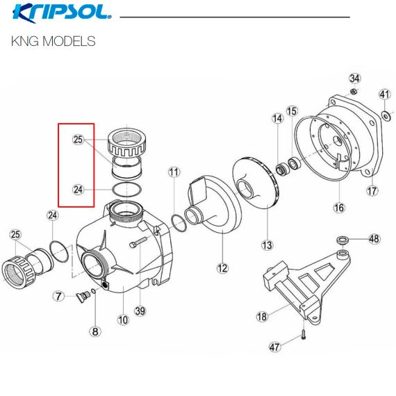 ​Гайка накидная 63 мм насоса Kripsol (EK63.B/500100256300) - схема