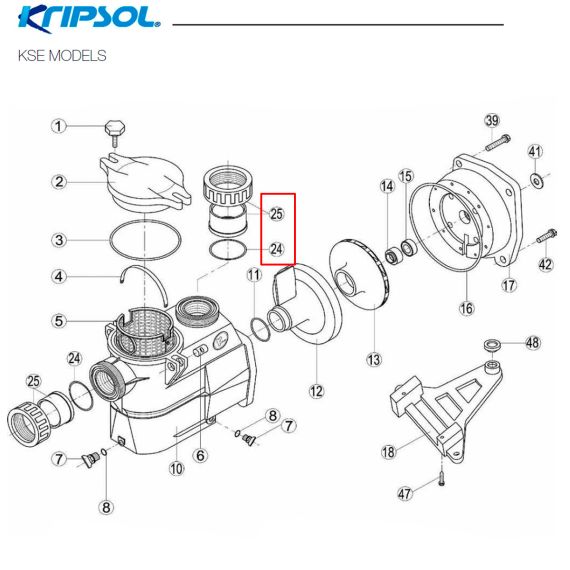 ​Гайка накидная 63 мм насоса Kripsol (EK63.B/500100256300) - схема