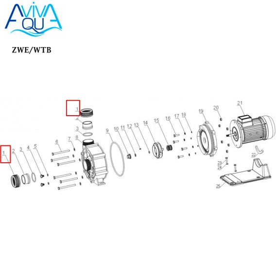 Гайка з'єднувальної муфти насоса Aquaviva ZWE/WTB (A31020016) - схема