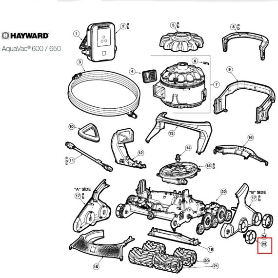 ​Колеса пылесоса Hayward AquaVac 600/650 (RCX36140311234) - схема