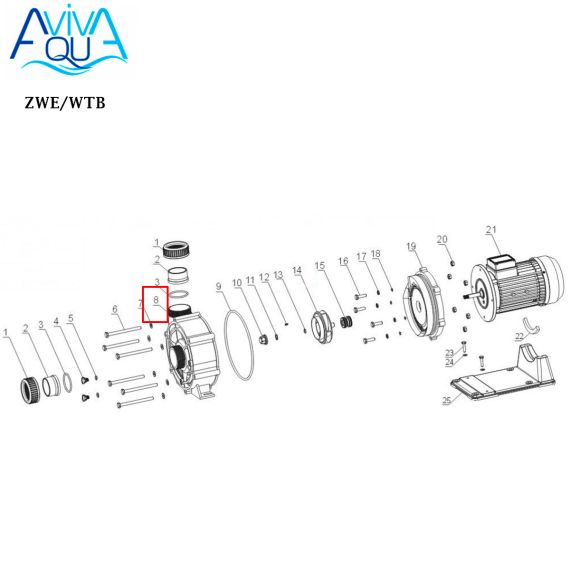 ​Корпус насоса Aquaviva ZWE/WTB (A01210082 №8) - схема