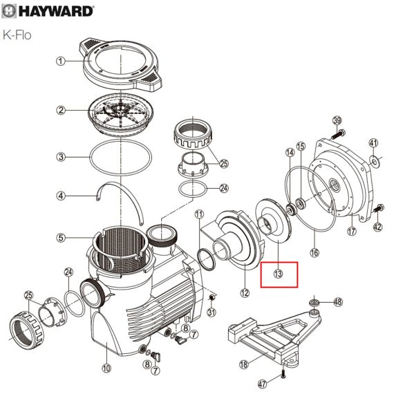 Крыльчатка насоса Hayward K-FLO (500100070007) - схема