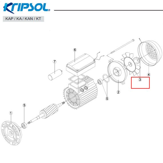 ​Крыльчатка вентилятора Kripsol MEC100 M2 (RMOT0003.05R/505010305200) - схема