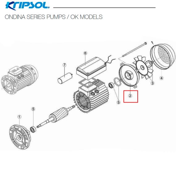 ​Крышка двигателя насоса Kripsol MEC 63/M3 (505010201300) - схема