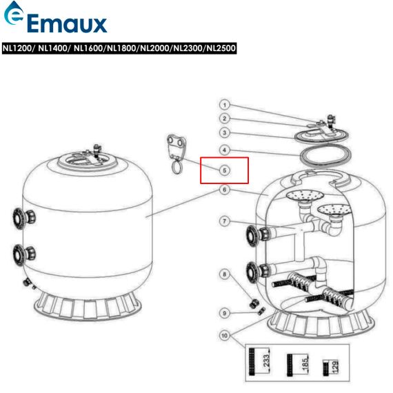 ​Манометр Emaux NL1400/NL1600 08010045/08010069/E13047/89012801 - схема