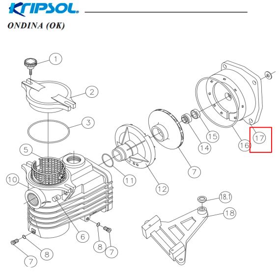 Фланец корпуса насоса Kripsol CK/OK (500100080001) - схема
