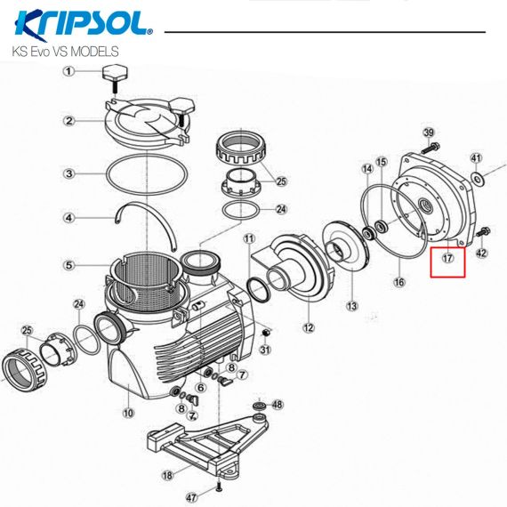 Фланец корпуса Kripsol KNG/KS/EP-RKS (RBH0008.02R /RPUM0017.02R/500100080002) - схема