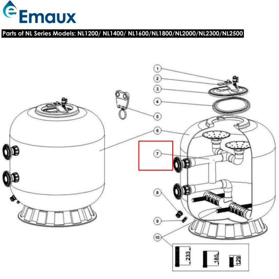 ​Внутренняя система фильтрации Emaux NL1800 (89012823) - схема
